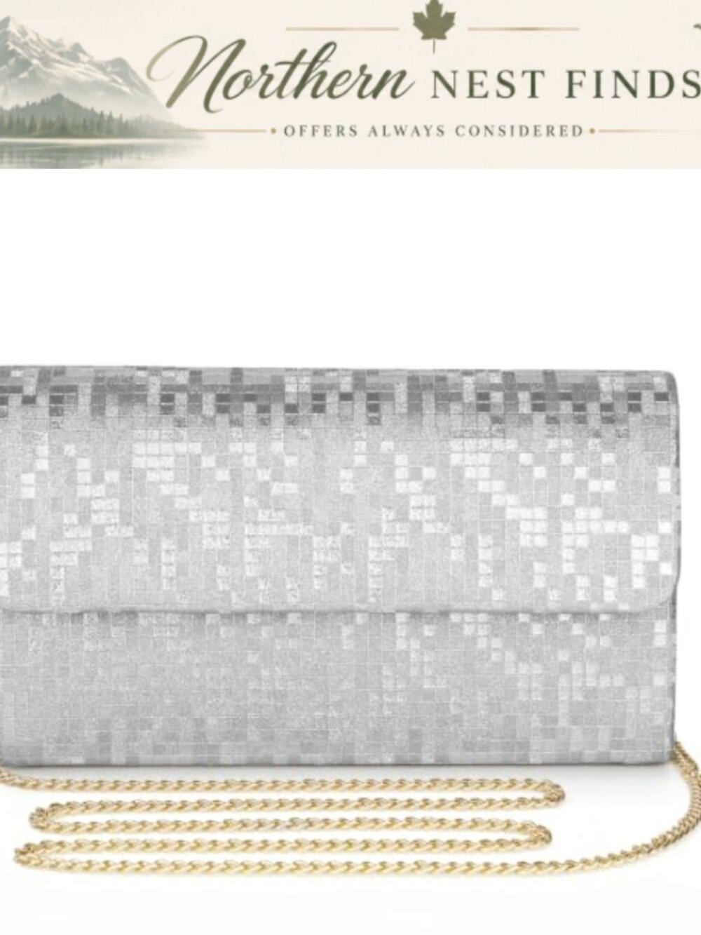 PU Leather Quilted Clutch Evening Bag Formal Party Handbag with Chain Strap